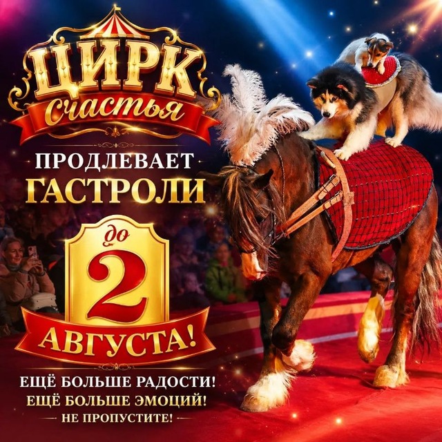 Аватар канала Цирк "Счастья" у ТРЦ "ГиперСити" продлевается до 2 августа!