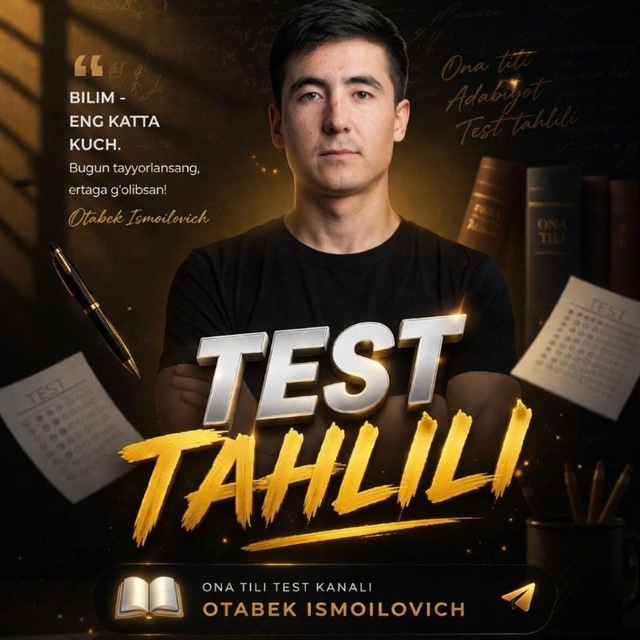Аватар канала 💎TEST TAHLILI // Otabek Ismoilovich