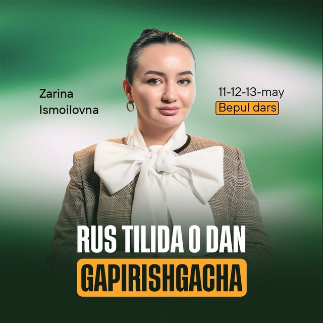 Аватар канала БУГУН 20:00!!! | БЕПУЛ ДАРС | ЗАРИНА ИСМОИЛОВНА